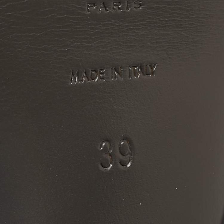 Pre Owned Saint Laurent Grey Leather Tribute Sandals Size 39