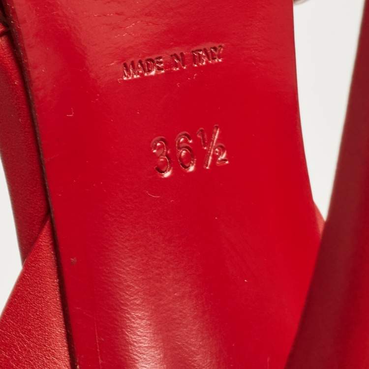 Pre Owned Saint Laurent Red Leather Tribute Sandals Size 36.5 