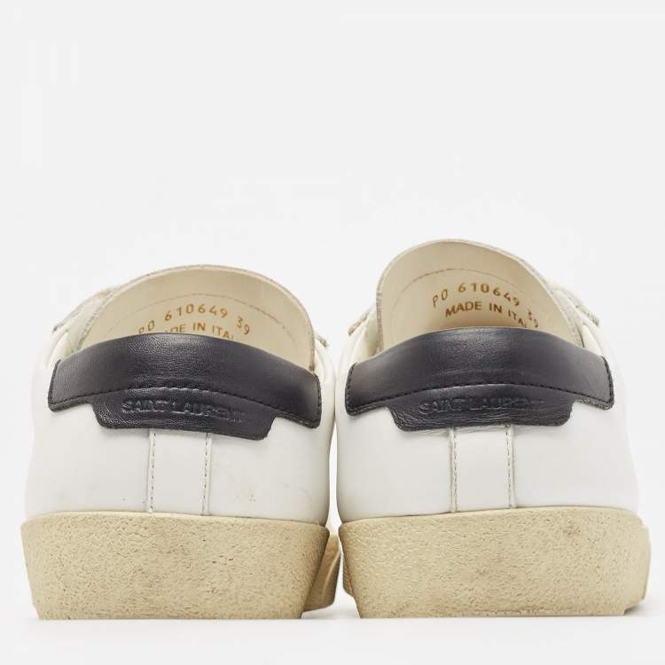 Pre Owned Saint Laurent White Leather Court Classic SL/06 Sneakers Size 39