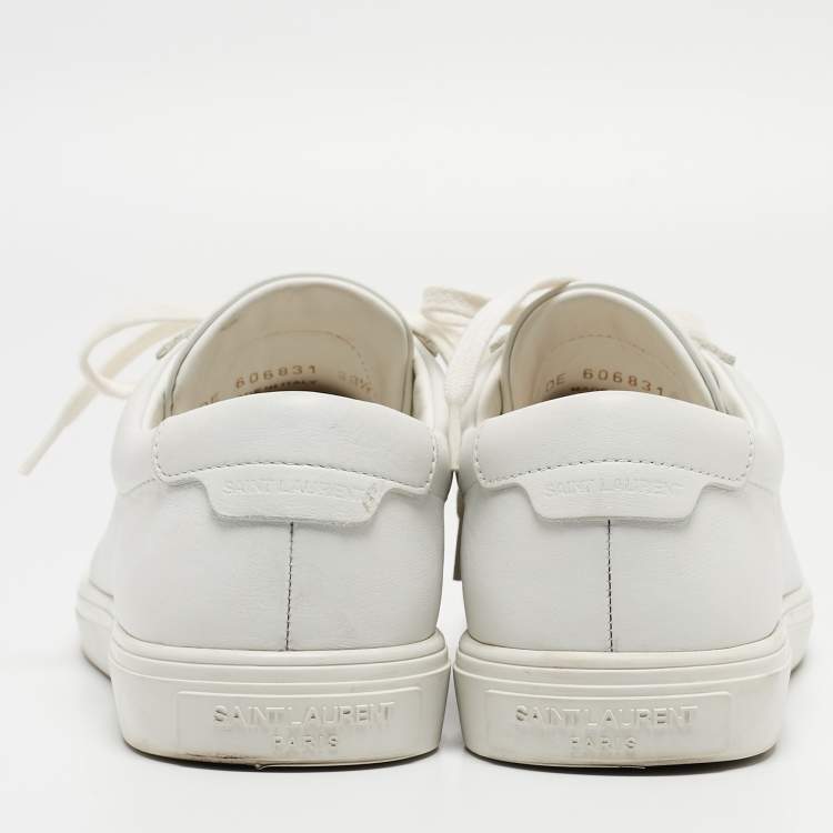 Pre Owned Saint Laurent White White Leather Low Top Sneakers Size 38.5