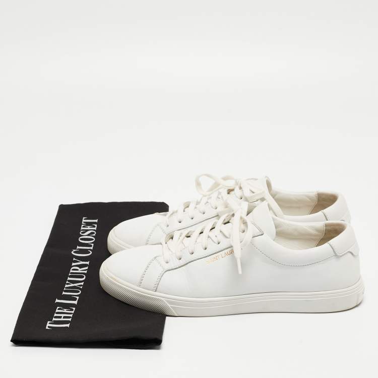 Pre Owned Saint Laurent White White Leather Low Top Sneakers Size 38.5