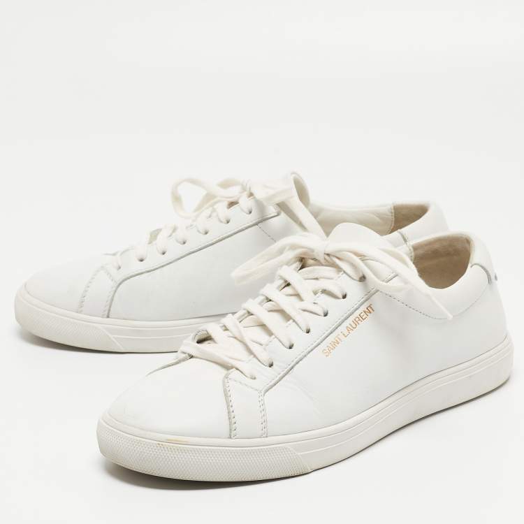 Pre Owned Saint Laurent White White Leather Low Top Sneakers Size 38.5
