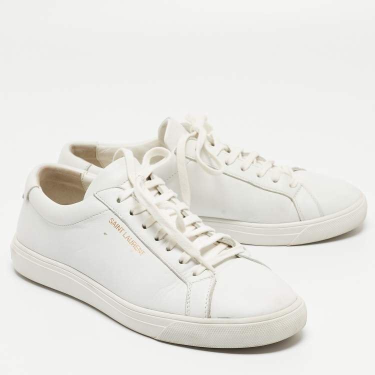 Pre Owned Saint Laurent White White Leather Low Top Sneakers Size 38.5