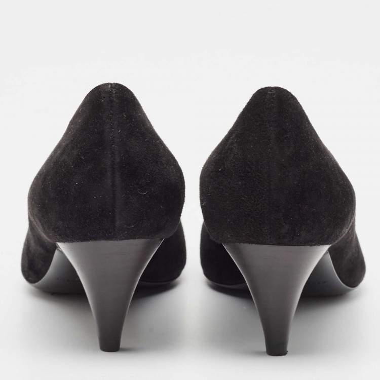 مملوكة مسبقًا Saint Laurent Black Suede Pointed Toe Pumps Size 37