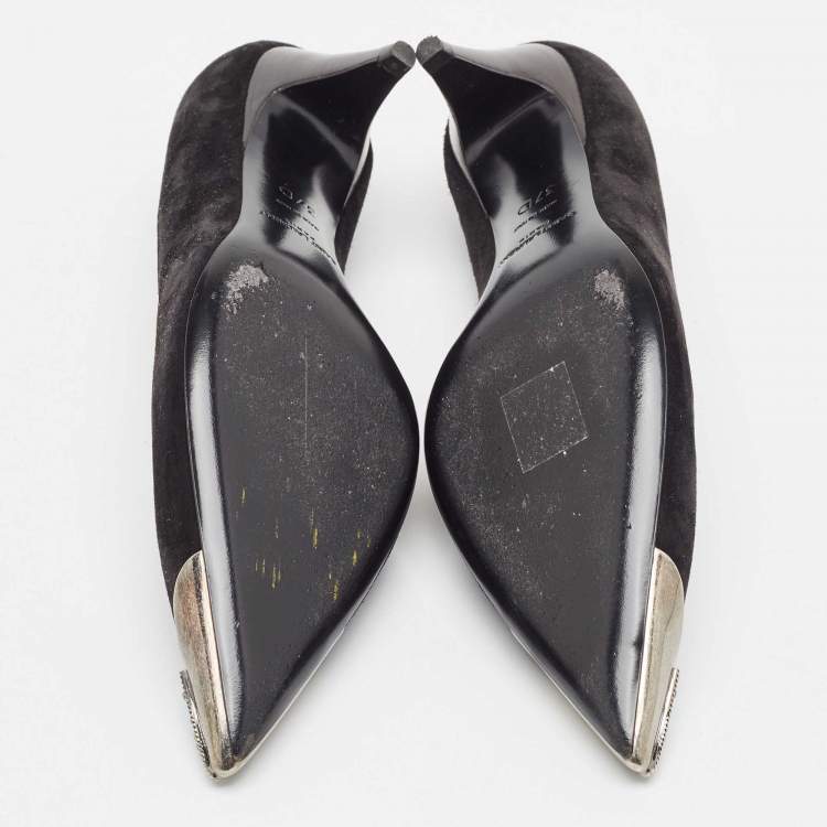مملوكة مسبقًا Saint Laurent Black Suede Pointed Toe Pumps Size 37
