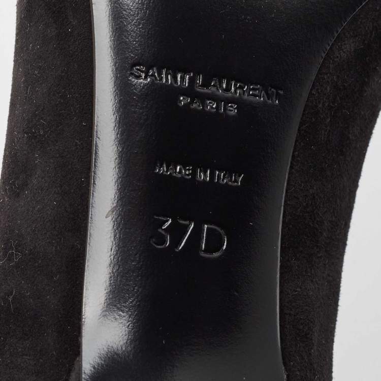 مملوكة مسبقًا Saint Laurent Black Suede Pointed Toe Pumps Size 37