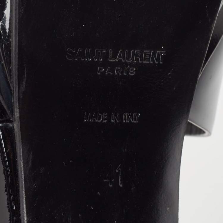 Pre Owned Saint Laurent Black Patent Leather Tribute Sandals Size 41