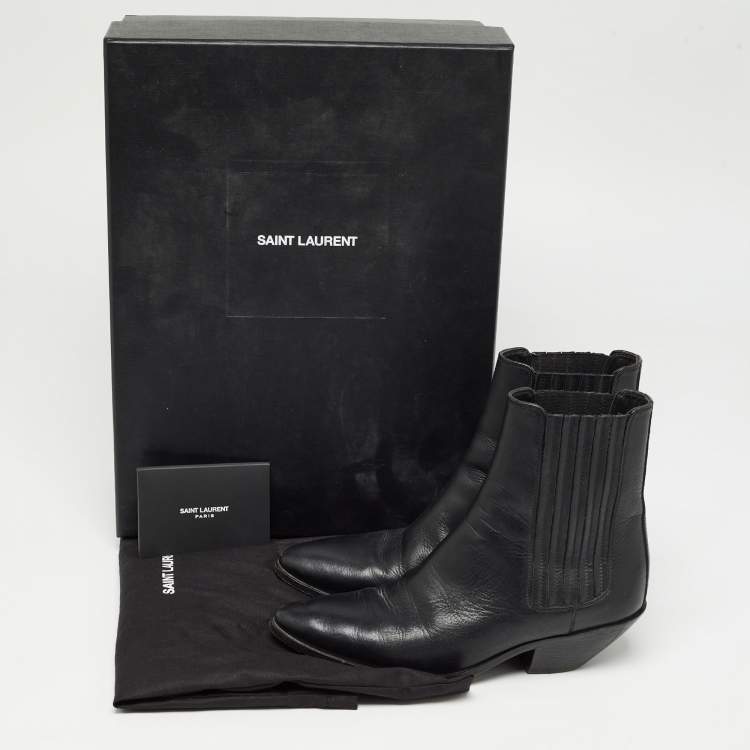 Pre Owned Saint Laurent Black Leather West Chelsea Boots Size 36