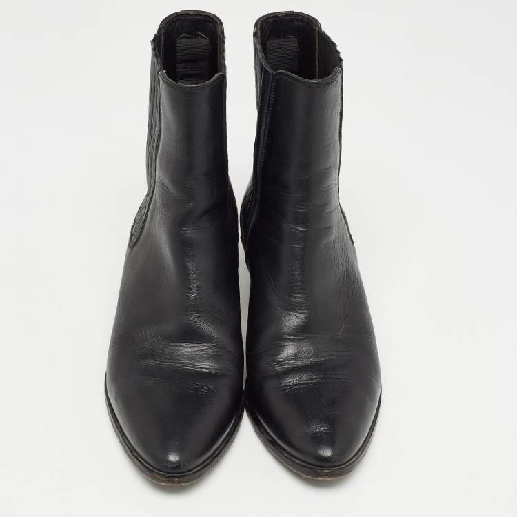 Pre Owned Saint Laurent Black Leather West Chelsea Boots Size 36