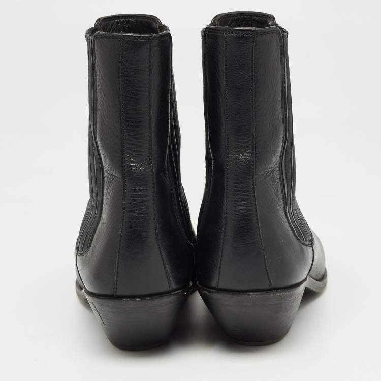 Pre Owned Saint Laurent Black Leather West Chelsea Boots Size 36