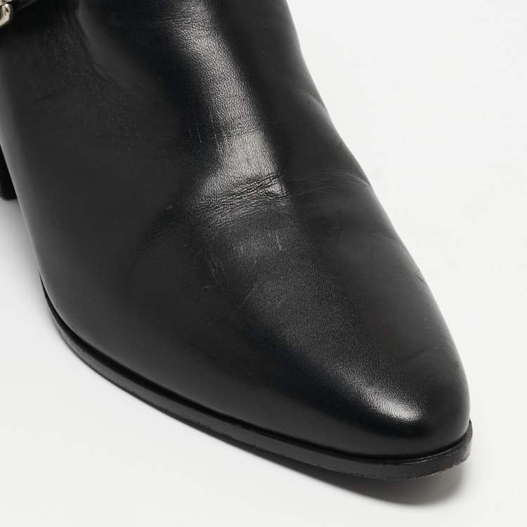 Pre Owned Saint Laurent Black Leather Ankle Boots Size 35