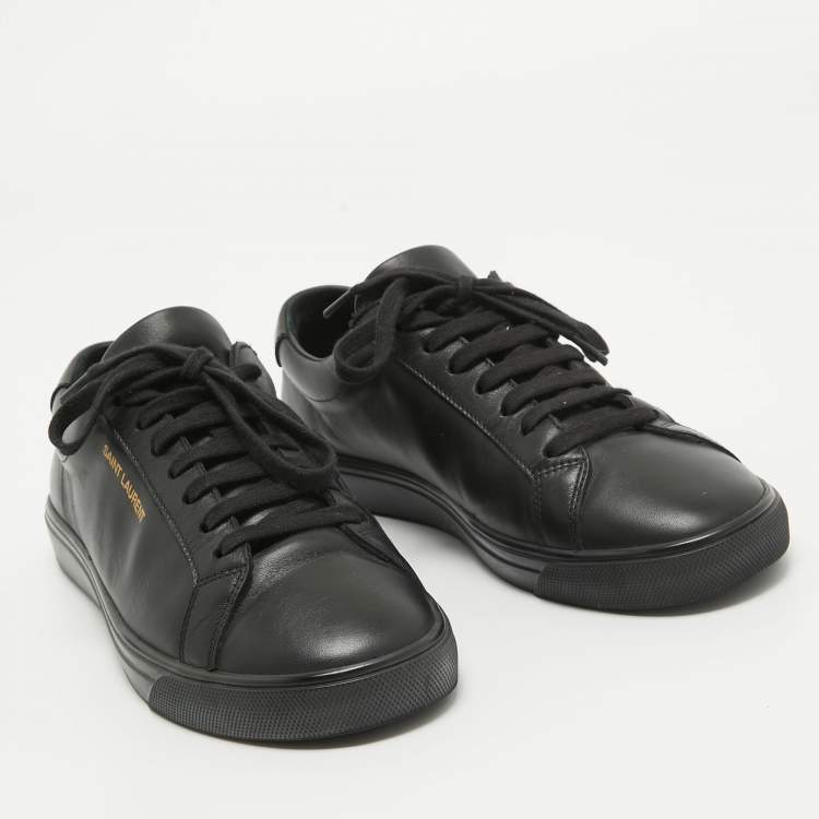 Pre Owned Saint Laurent Paris Black Leather Andy Low Top Sneakers Size 37