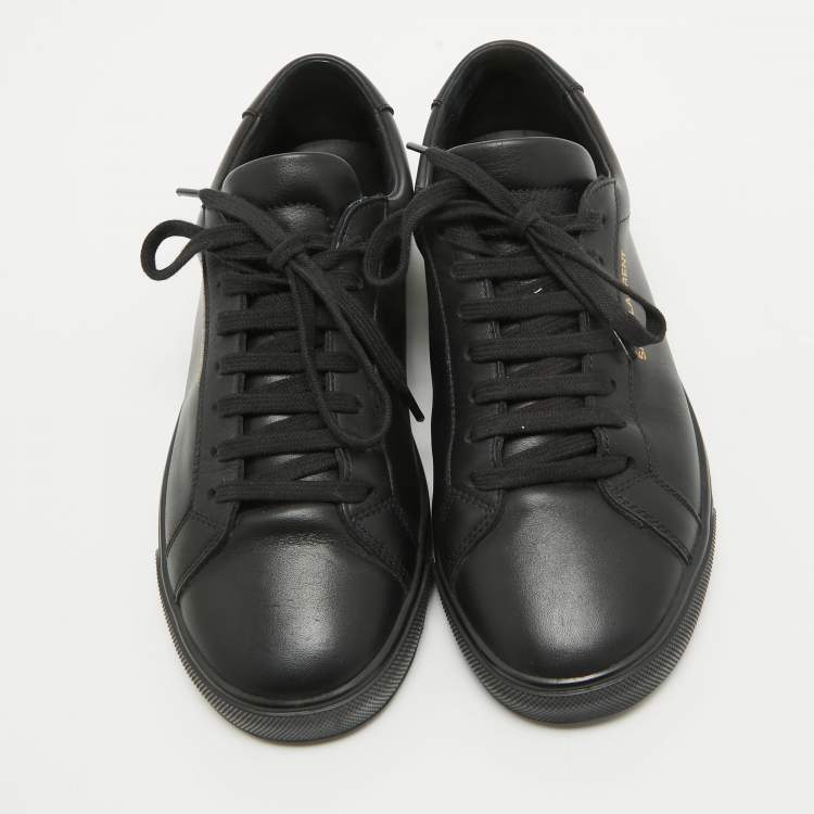 Pre Owned Saint Laurent Paris Black Leather Andy Low Top Sneakers Size 37