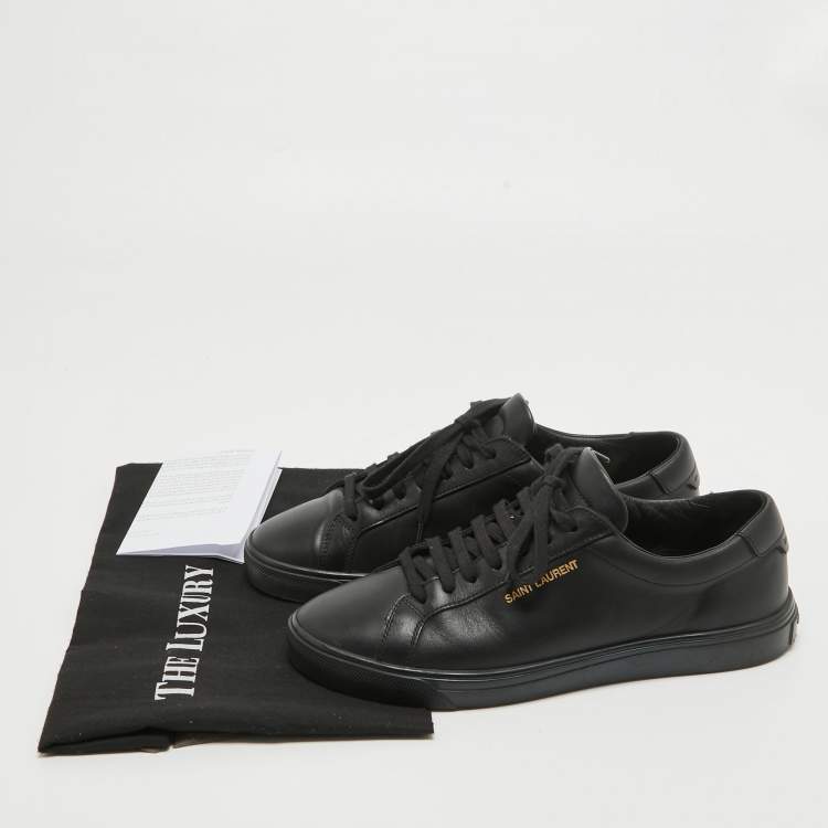 Pre Owned Saint Laurent Paris Black Leather Andy Low Top Sneakers Size 37