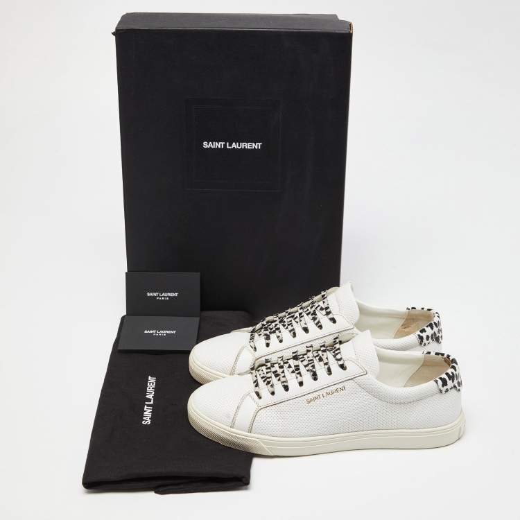 Pre Owned Saint Laurent White Leather Andy Lace Up Sneakers Size 39