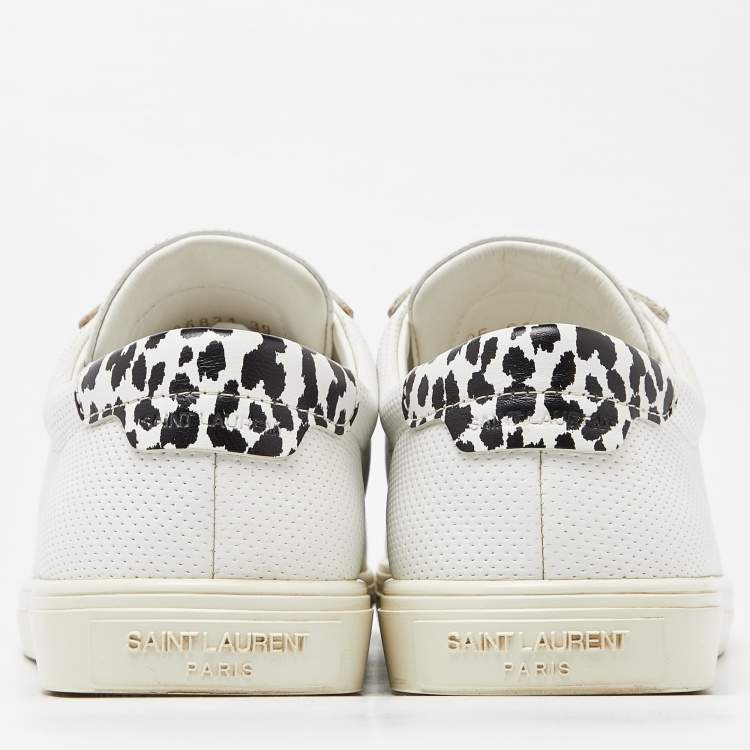 Pre Owned Saint Laurent White Leather Andy Lace Up Sneakers Size 39