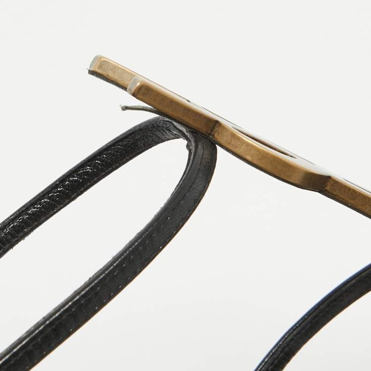 Pre Owned Saint Laurent Paris Black Leather Cassandra Ankle Strap Sandals Size 39