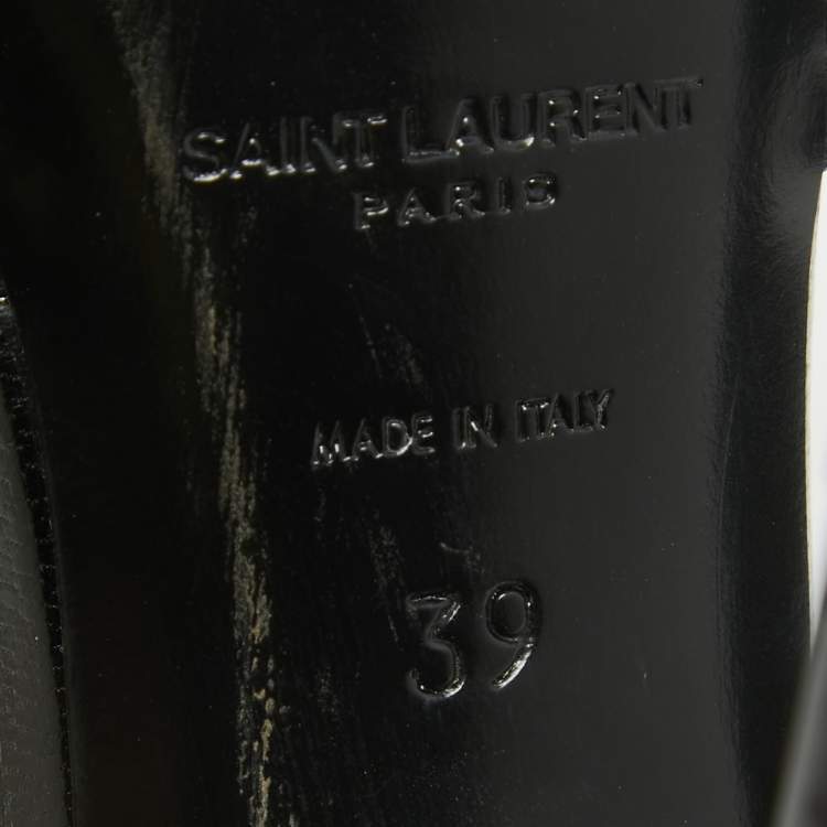 Pre Owned Saint Laurent Paris Black Leather Cassandra Ankle Strap Sandals Size 39