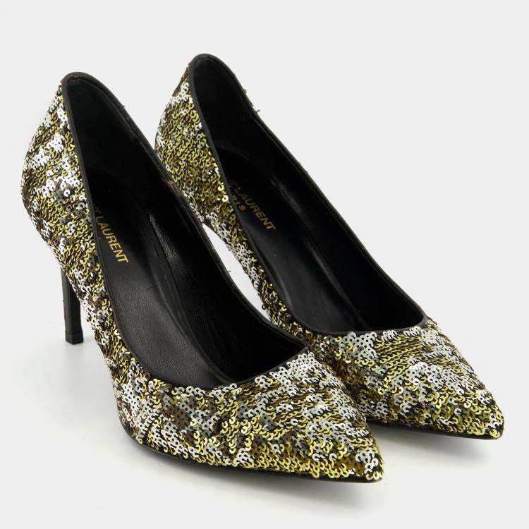 Black and gold sequin cheap heels