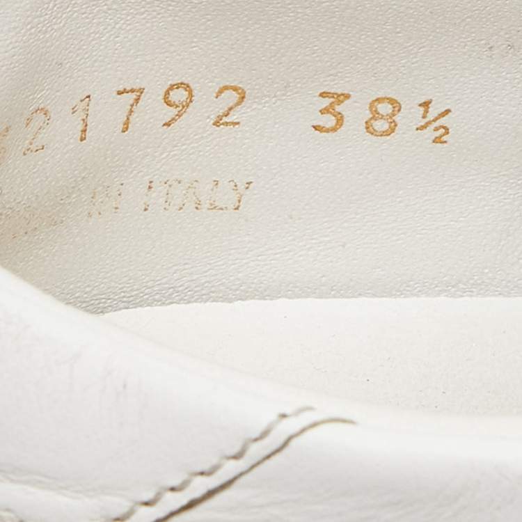 Pre Owned Saint Laurent White Leather Crystal Embellished Low Top Sneakers Size 38.5