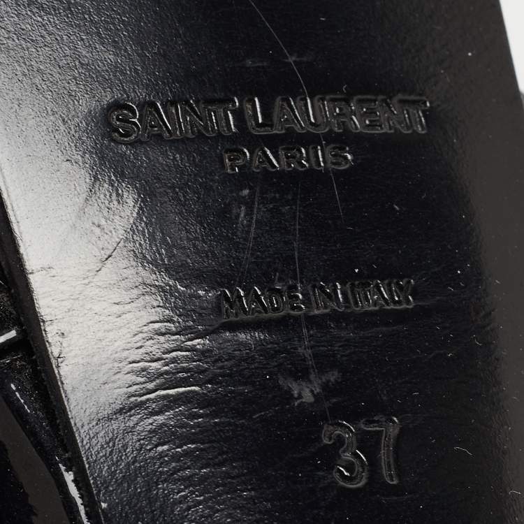 مملوكة مسبقًا Saint Laurent Black Patent Leather Tribute Sandals Size 37