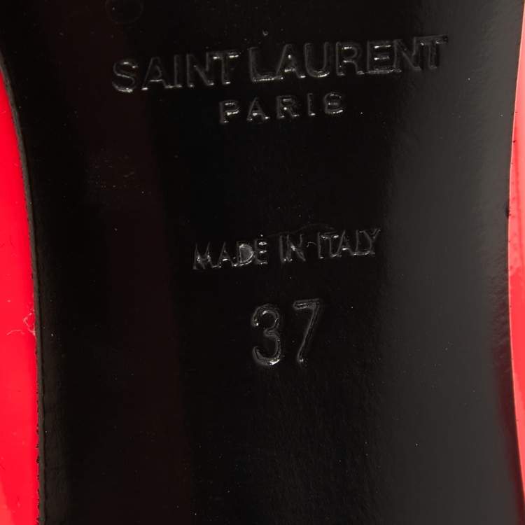 Pre Owned Saint Laurent Neon Pink Patent Leather Anja Pumps Size 37