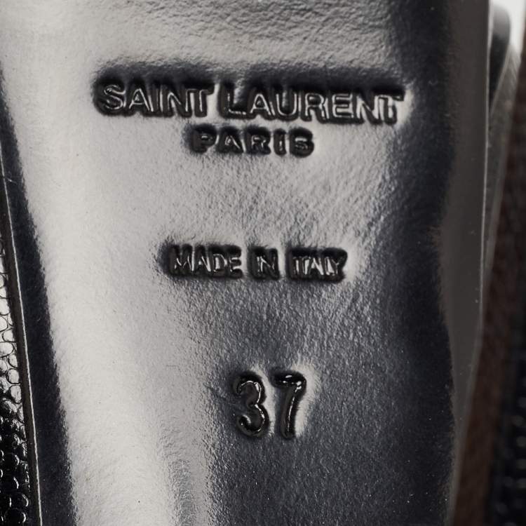 Pre Owned Saint Laurent Black Textured Leather Janis Platform Pumps Size 37