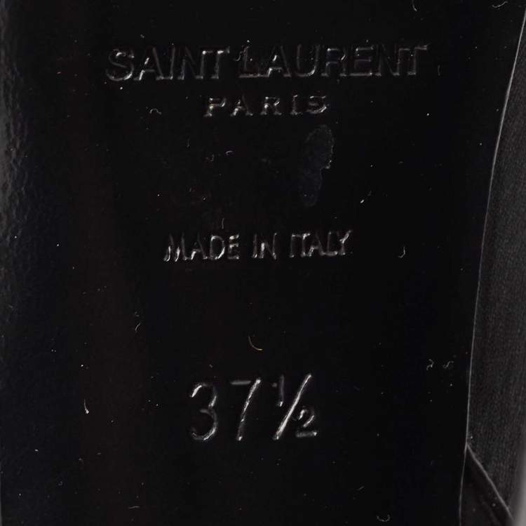 Pre Owned Saint Laurent Black Leather and Shearling Fur Ankle Boots Size 37.5