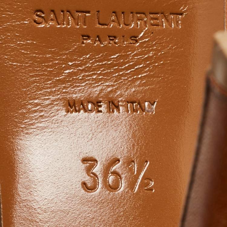مملوكة مسبقًا Saint Laurent Brown Leather Tribute Sandals Size 36.5