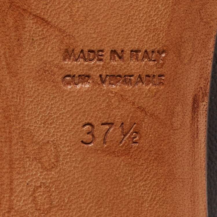Pre Owned Yves Saint Laurent Brown Leather  Lace Up Midcalf Boots Size 37.5