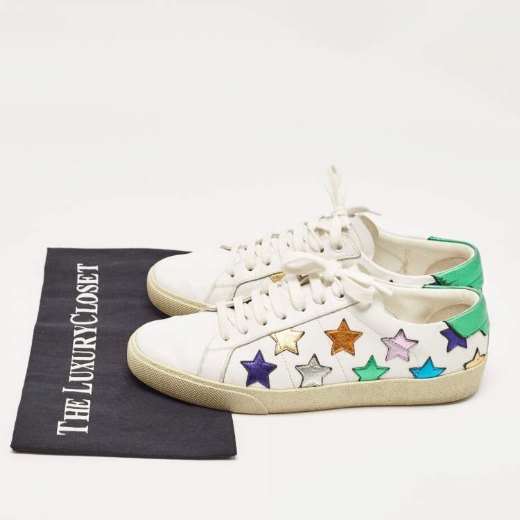Pre Owned Saint Laurent White Leather Star Court Classic Sneakers Size 39