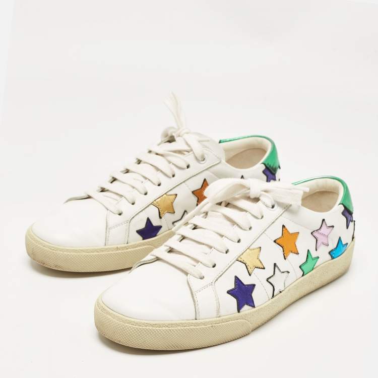 Pre Owned Saint Laurent White Leather Star Court Classic Sneakers Size 39