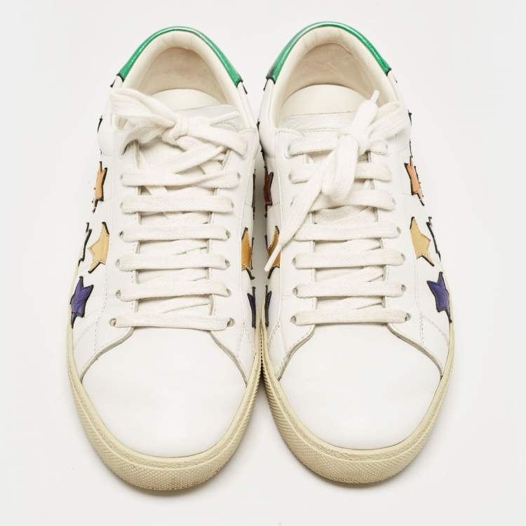 Pre Owned Saint Laurent White Leather Star Court Classic Sneakers Size 39