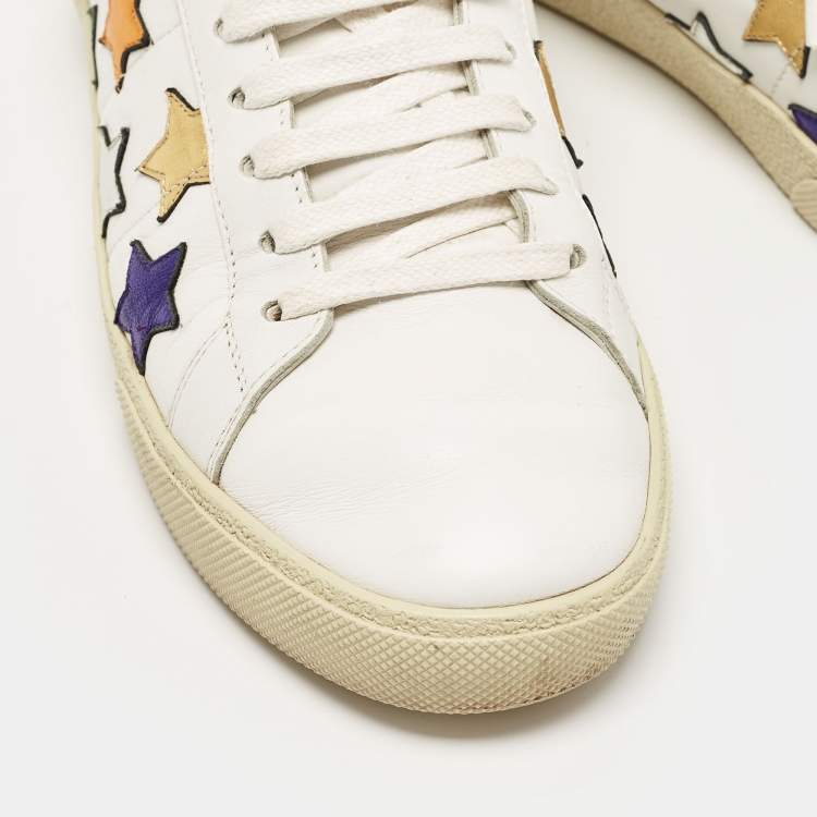 Pre Owned Saint Laurent White Leather Star Court Classic Sneakers Size 39