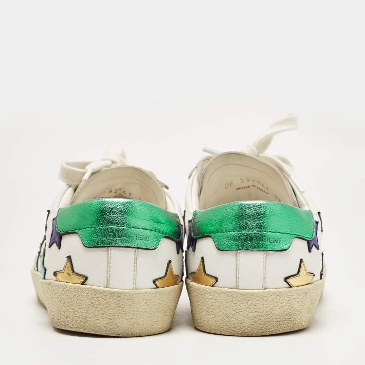 Pre Owned Saint Laurent White Leather Star Court Classic Sneakers Size 39