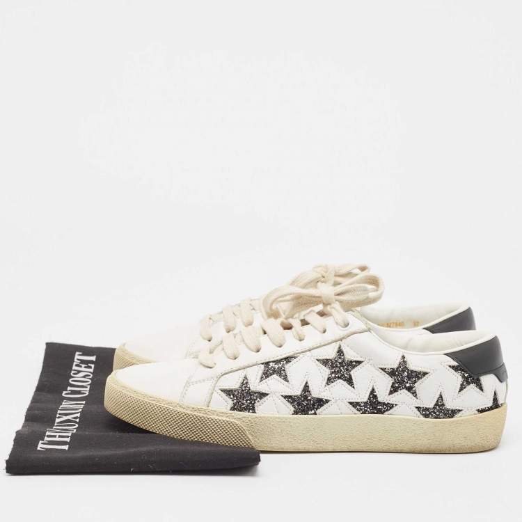 Pre Owned Saint Laurent White White Leather Court Classic Star Low Top Sneakers Size 37