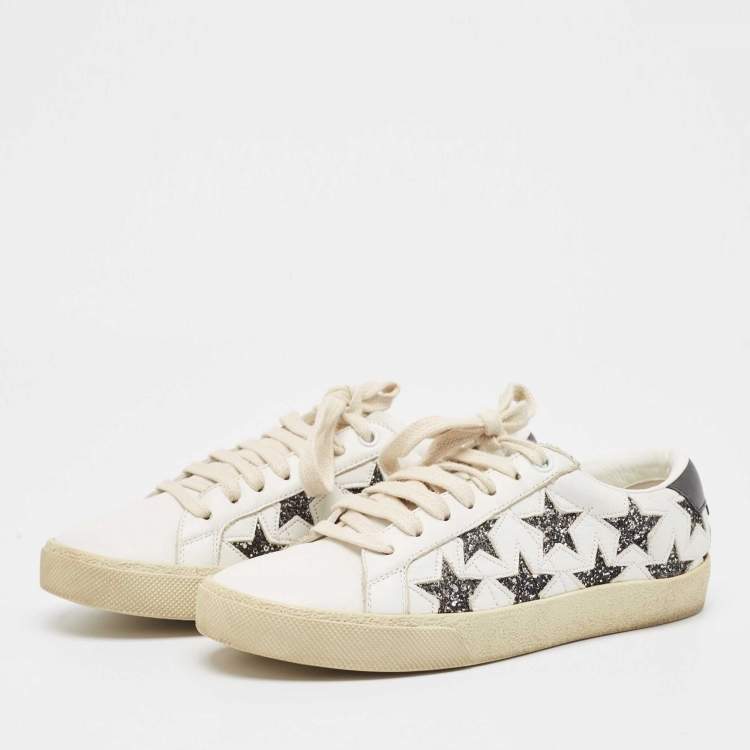 Pre Owned Saint Laurent White White Leather Court Classic Star Low Top Sneakers Size 37