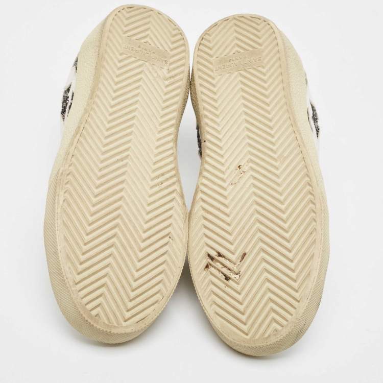 Pre Owned Saint Laurent White White Leather Court Classic Star Low Top Sneakers Size 37