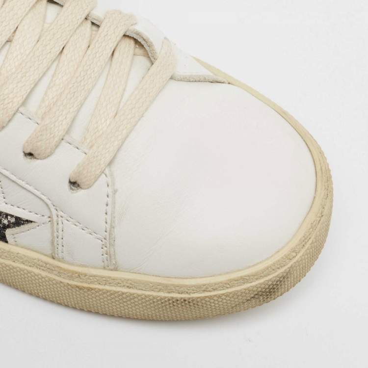 Pre Owned Saint Laurent White White Leather Court Classic Star Low Top Sneakers Size 37