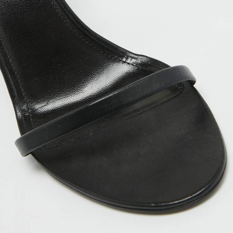 Pre Owned Saint Laurent Black Leather Ankle Strap Sandals Size 38