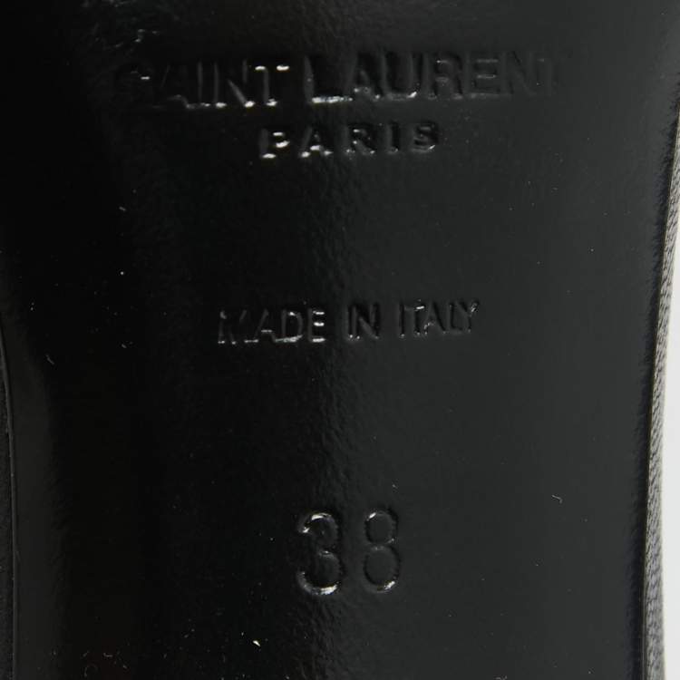 Pre Owned Saint Laurent Black Leather Ankle Strap Sandals Size 38