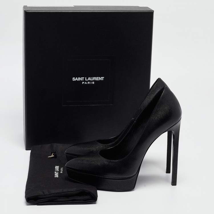 Pre Owned Saint Laurent Black Leather Janis Pumps Size 36
