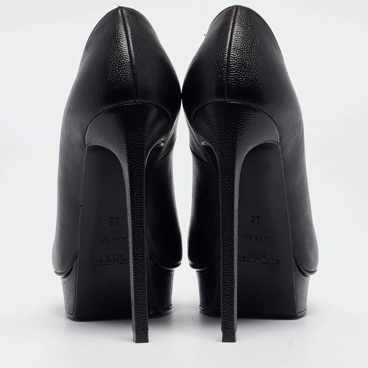 Pre Owned Saint Laurent Black Leather Janis Pumps Size 36