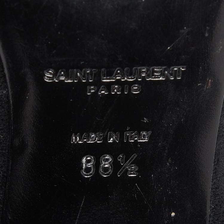 Pre Owned Saint Laurent Black Suede Over The Knee Boots Size 38.5