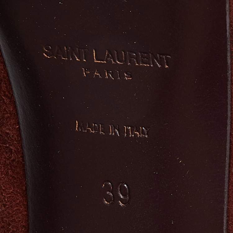 Pre Owned Saint Laurent Brown Suede Tribtoo Platform Pumps Size 39