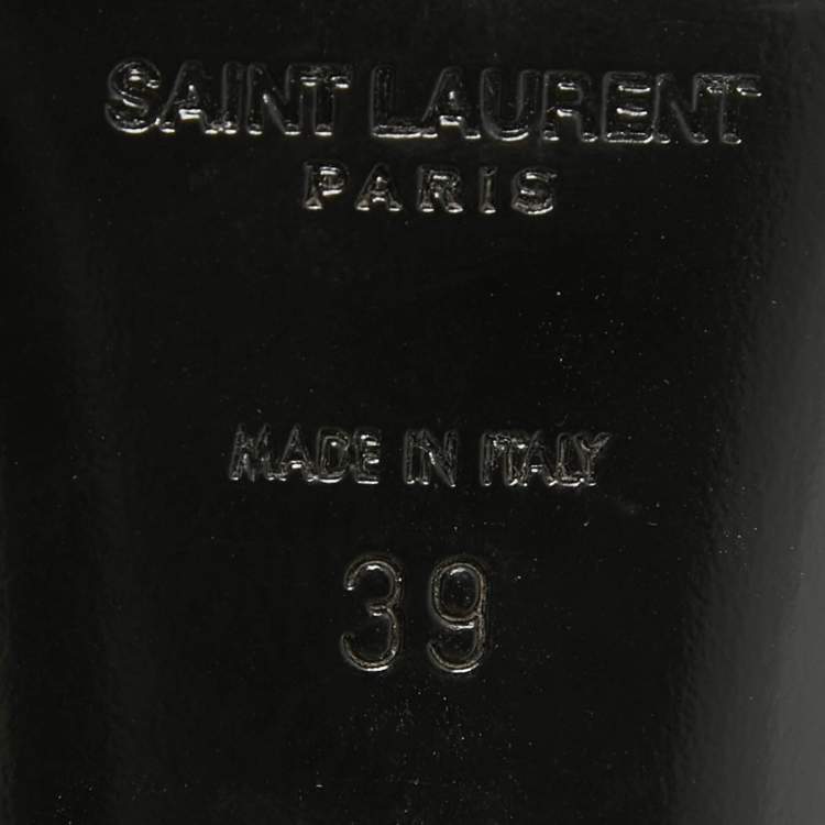 Pre Owned Saint Laurent White Canvas Bianca Slide Sandals Size 39