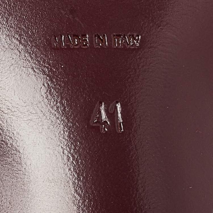 Pre Owned Saint Laurent Burgundy Croc Embossed Leather Tribute Sandals Size 41