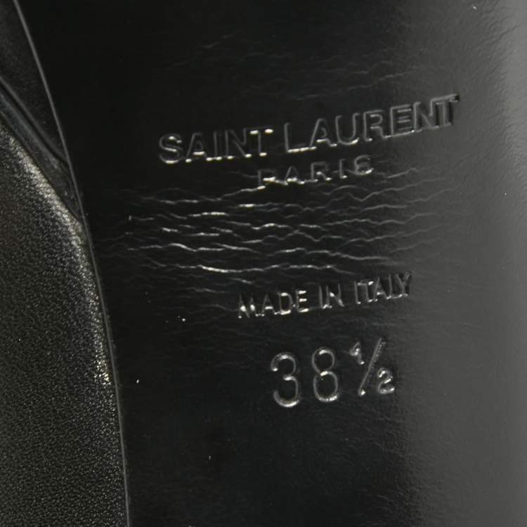 Pre Owned Saint Laurent Black Leather Crystal Embellished Pumps Size 38.5