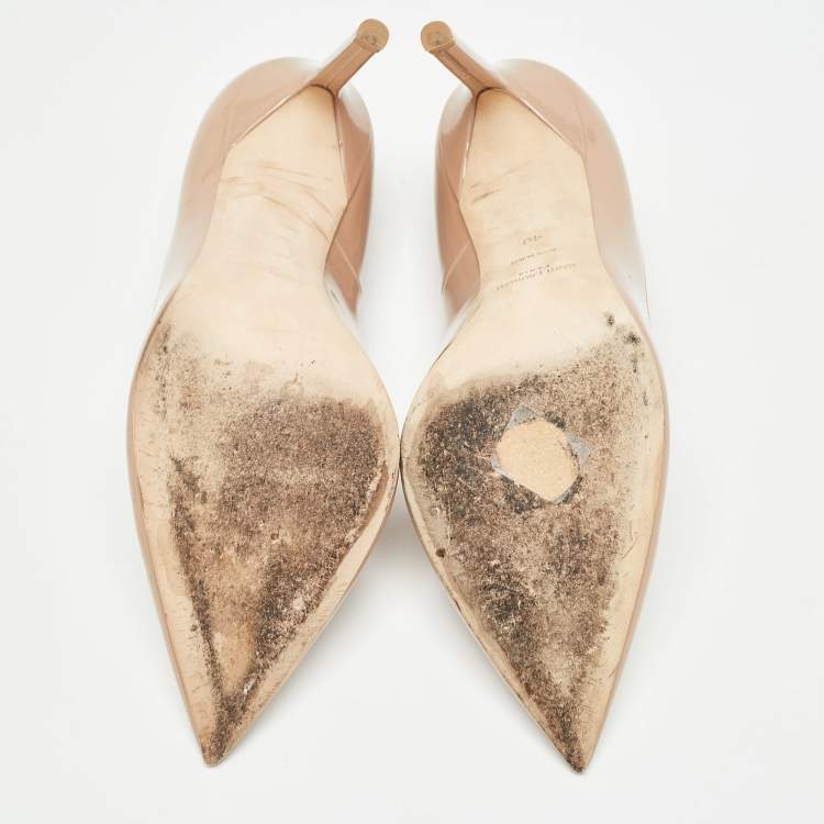 Pre Owned Saint Laurent Beige Patent Leather Anja Pumps Size 40