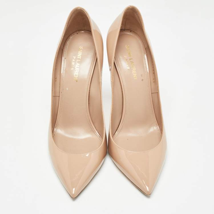 Pre Owned Saint Laurent Beige Patent Leather Anja Pumps Size 40